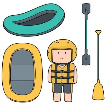Vector set of inflatable boat rafting Illustrazione stock