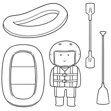 Vector set of inflatable boat rafting Stock Illustration