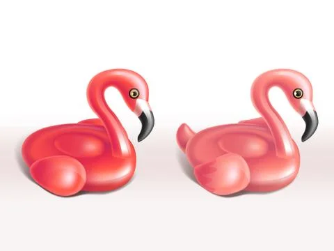 Vector set of inflatable flamingo rubber rings Illustrazione stock