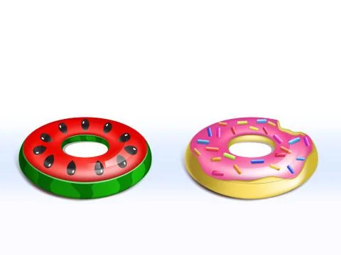 Vector set of inflatable flamingo rubber rings Stock Illustration