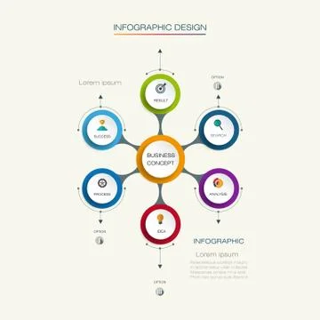 Vector set of Infographic 3D circle label design with arroel, integrated circles Stock Illustration