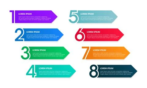 Vector set of infographic elements for numbering labels of the steps of a proces Stock Illustration