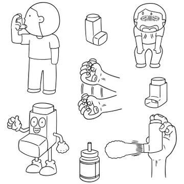 Vector set of inhalation medicine Stock Illustration