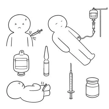 Vector set of injection medicine Stock Illustration
