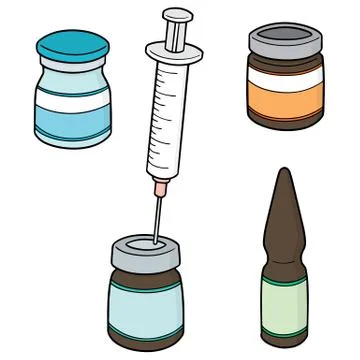 Vector set of injection medicine Stock Illustration