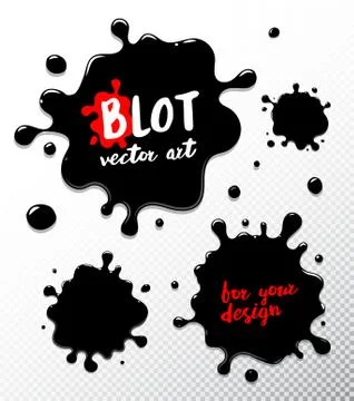 Vector set ink blots. Ink blot Object isolated. Ink blot Picture. 스톡 일러스트