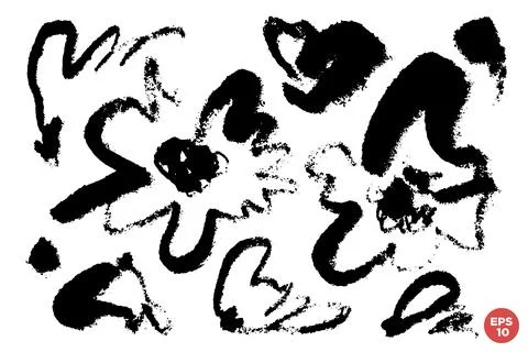 Vector set of ink drawing wild flowers, monochrome artistic botanical illustr Stock Illustration