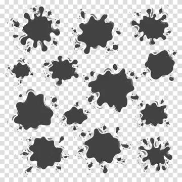 Vector set of ink splashes and blots. Splatter collection. Ilustración de archivo