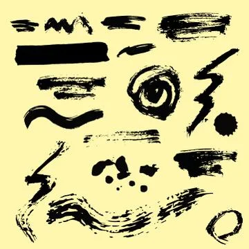 Vector set of ink splashes blots splatter collection grunge design element and Ilustración de archivo