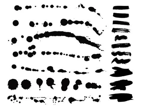 Vector set of ink splashes blots splatter collection grunge design element and Ilustración de archivo