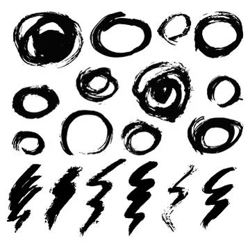 Vector set of ink splashes blots splatter collection grunge design element and Stock Illustration