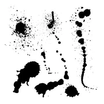 Vector set of ink splashes blots splatter collection grunge design element and 스톡 일러스트