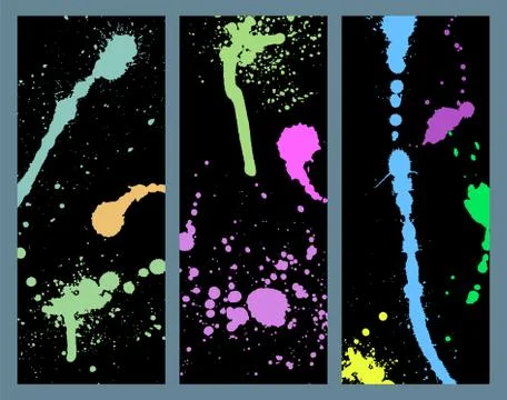 Vector set of ink splashes cards blots splatter grunge design element and art Ilustración de archivo