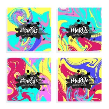 Vector set Ink texture watercolor hand drawn marbling illustration, abstract Stock Illustration