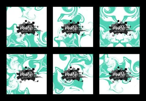 Vector set Ink texture watercolor hand drawn marbling illustration, abstract 库存插图