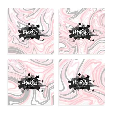 Vector set Ink texture watercolor hand drawn marbling illustration, abstract Stock Illustration