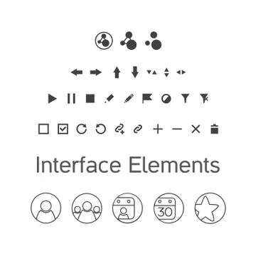 Vector set of interface elements, ui kit icons, pictograms for application Stock Illustration