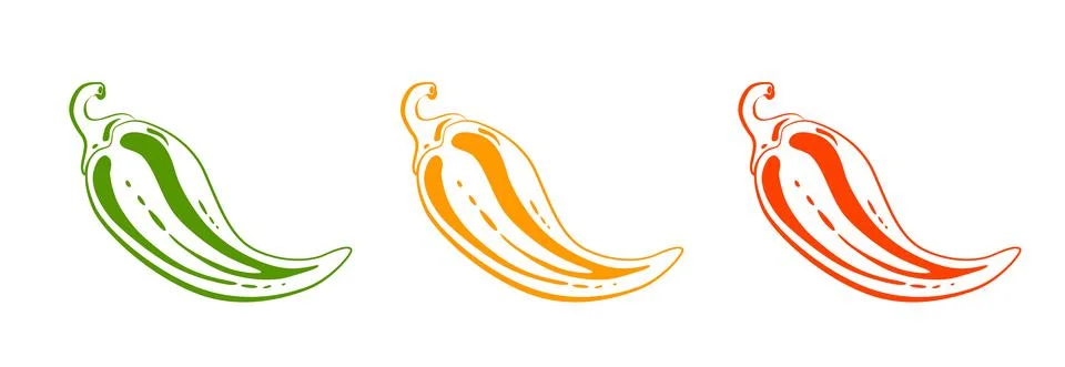Vector set of isolated chili pepper product icons. The product is a flat Stock Illustration