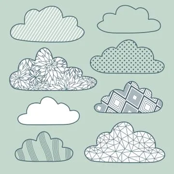 Vector set of isolated clouds Stock Illustration