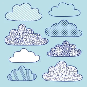 Vector set of isolated clouds Stock Illustration