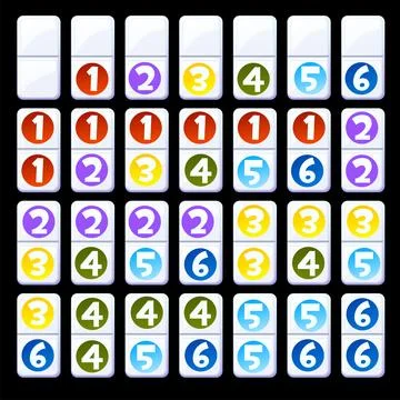 Vector set of isolated colored numbers kids dominoes. Stock Illustration