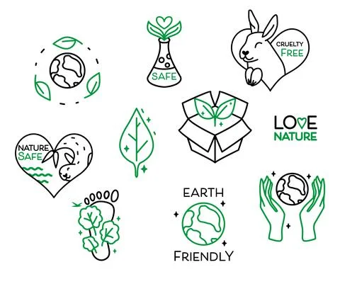 Vector Set of Isolated Ecological Recycling and Vegan Symbol Icons. Perfect for Stock Illustration