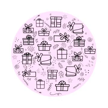 Vector set of isolated elements on a pink a circle background for the holiday Illustrazione stock