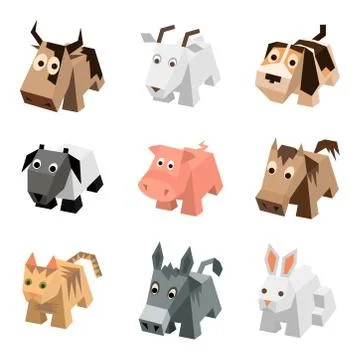 Vector set of isometric 3d animals Illustrazione stock