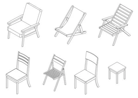 Vector set of isometric chairs Stock Illustration
