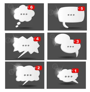 Vector set of isometric chat clouds with notifiers Stock Illustration