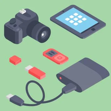 Vector set of isometric computer devices icons wireless technologies mobile Stockillustratie