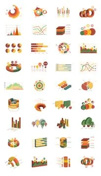 Vector set of isometric infographic elements. Different types of graphs and Stock Illustration