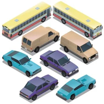 Vector set of isometric urban transportation, cars Stock-Illustration