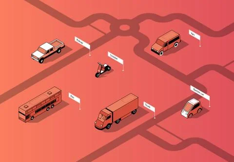 Vector set of isometric urban transportation, cars Stock-Illustration