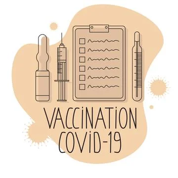 Vector set of items for vaccination. Stock Illustration