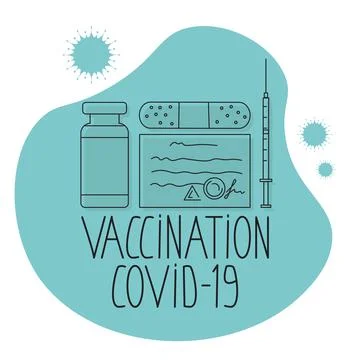 Vector set of items for vaccination. Stock Illustration