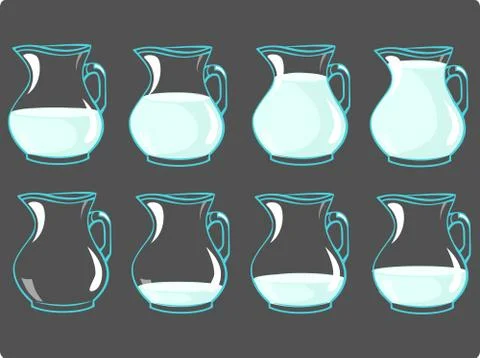 Vector set of jag with milk - frame for animation Stock Illustration