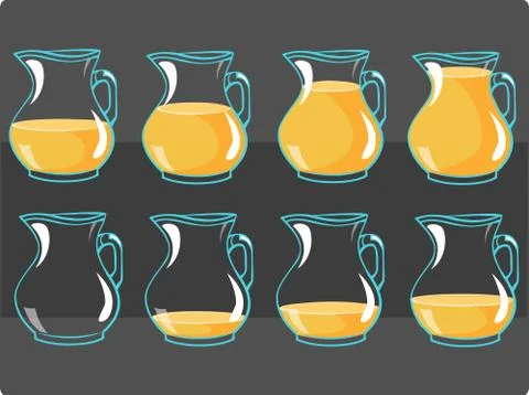 Vector set of jag with orange juice - frame for animation Stock Illustration