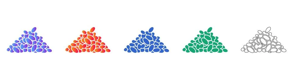 Vector Set of Kidney Bean Piles icon set Stock Illustration