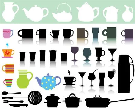 Vector set of kitchen utensils Stock Illustration