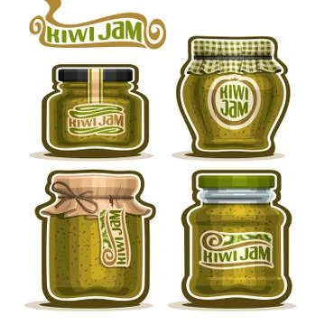 Vector set of Kiwi Jam Stock Illustration