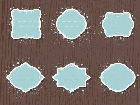 Vector set of labels and tags with frames and decorative round elements. Stock Illustration