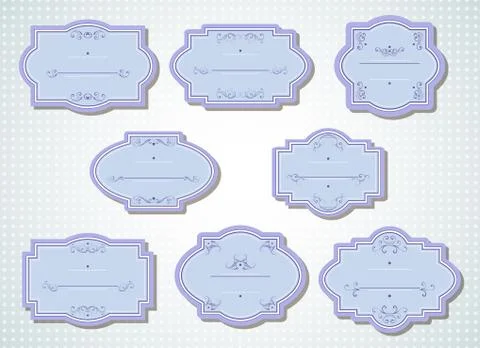 Vector set of labels and tags with frames and decorative elements. Stock Illustration