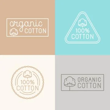 Vector set of labels, badges and design elements for organic cotton Stock Illustration