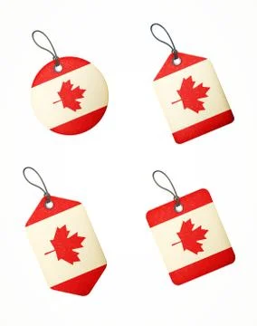 Vector set of labels with canada flag Illustrazione stock