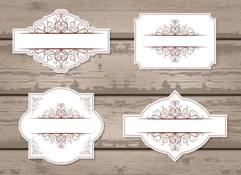 Vector set of labels with decorative elements. Stock Illustration