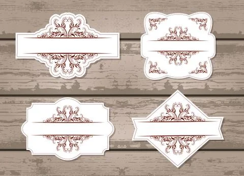Vector set of labels with decorative elements. Stock Illustration
