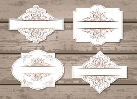 Vector set of labels with decorative elements. Stock Illustration