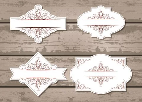 Vector set of labels with decorative elements. Stock Illustration