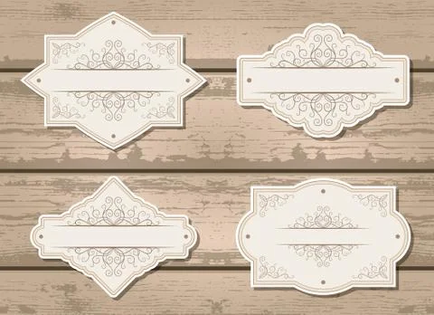 Vector set of labels with frames and decorative elements. Stock Illustration